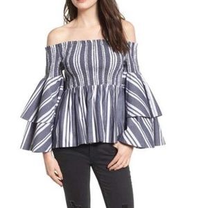 Nordstrom BP Off The Shoulder Shirred Top Shirt